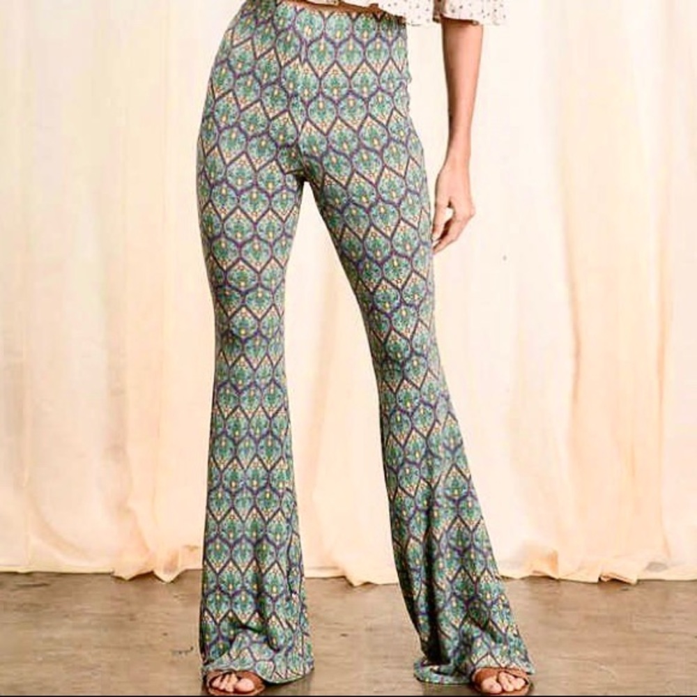 BOHO RETRO BELL BOTTOM LEG PANTS - Picture 6 of 10